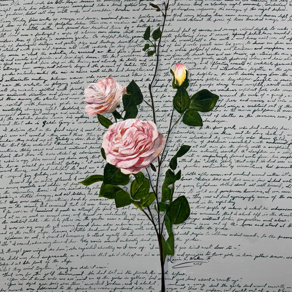 Rose letter / Acrylic on Canvas / 30 x 30 inches (76.2 x 76.2 cm) / 2025