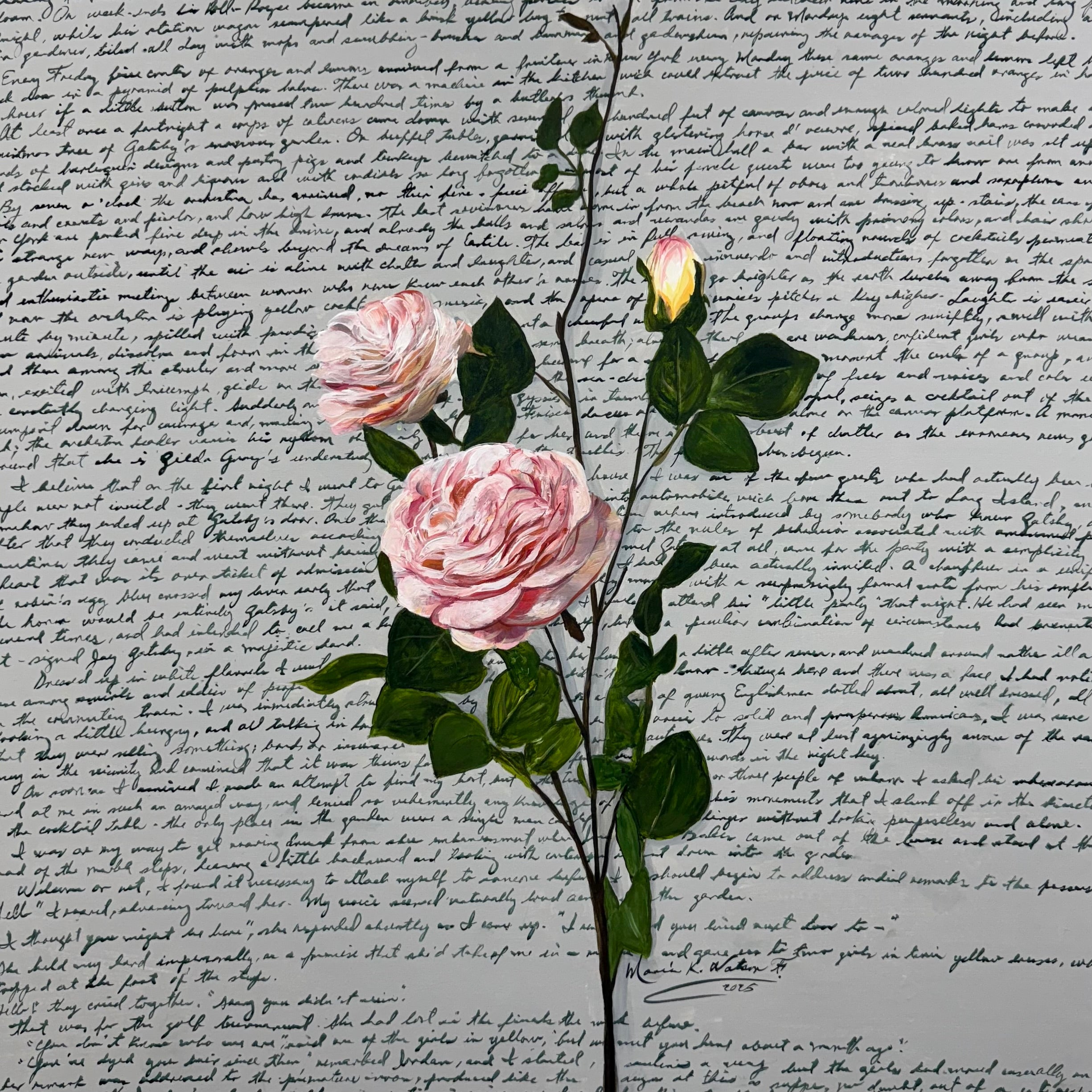 Rose letter / Acrylic on Canvas / 30 x 30 inches (76.2 x 76.2 cm) / 2025