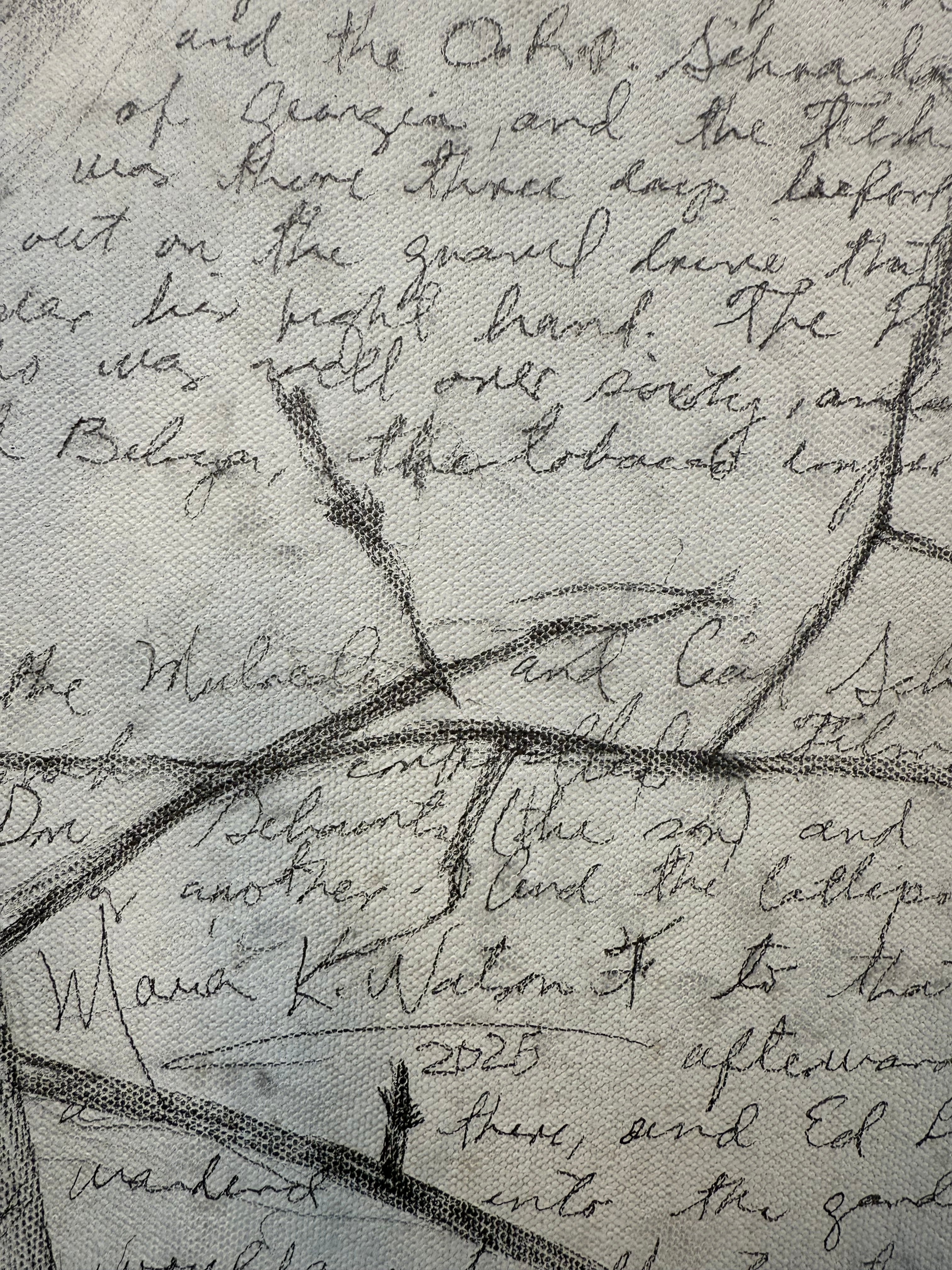 Script & Bird / Mixed media on canvas /20 x 20 inches (50 x 50cm) 2025