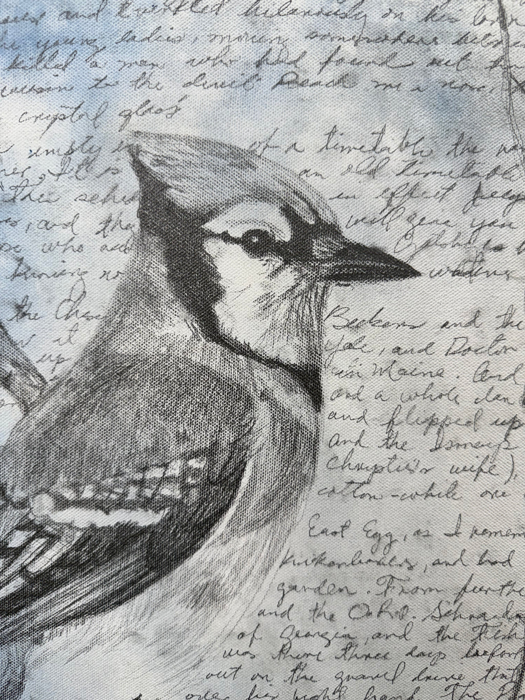 Script & Bird / Mixed media on canvas /20 x 20 inches (50 x 50cm) 2025