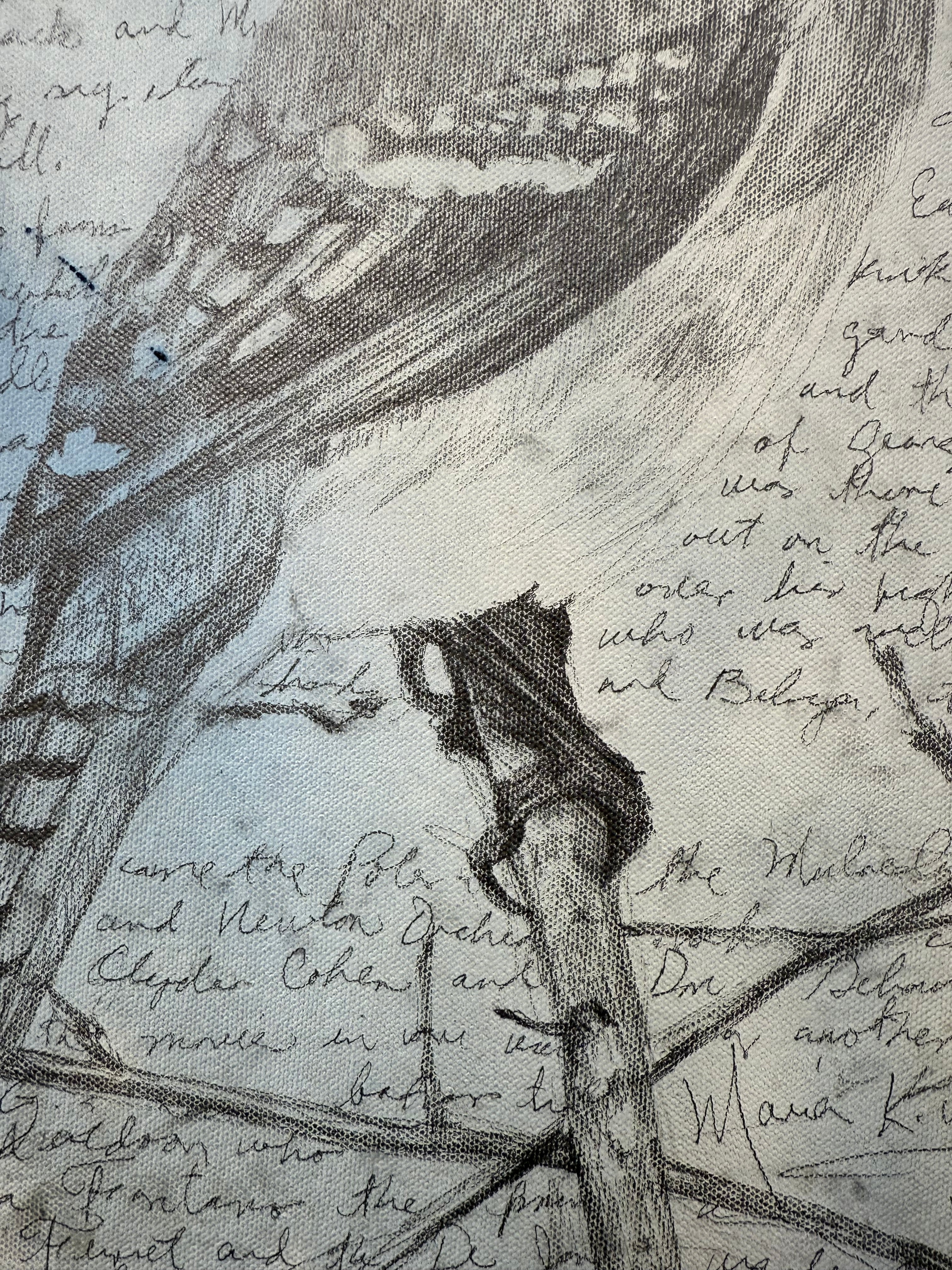 Script & Bird / Mixed media on canvas /20 x 20 inches (50 x 50cm) 2025