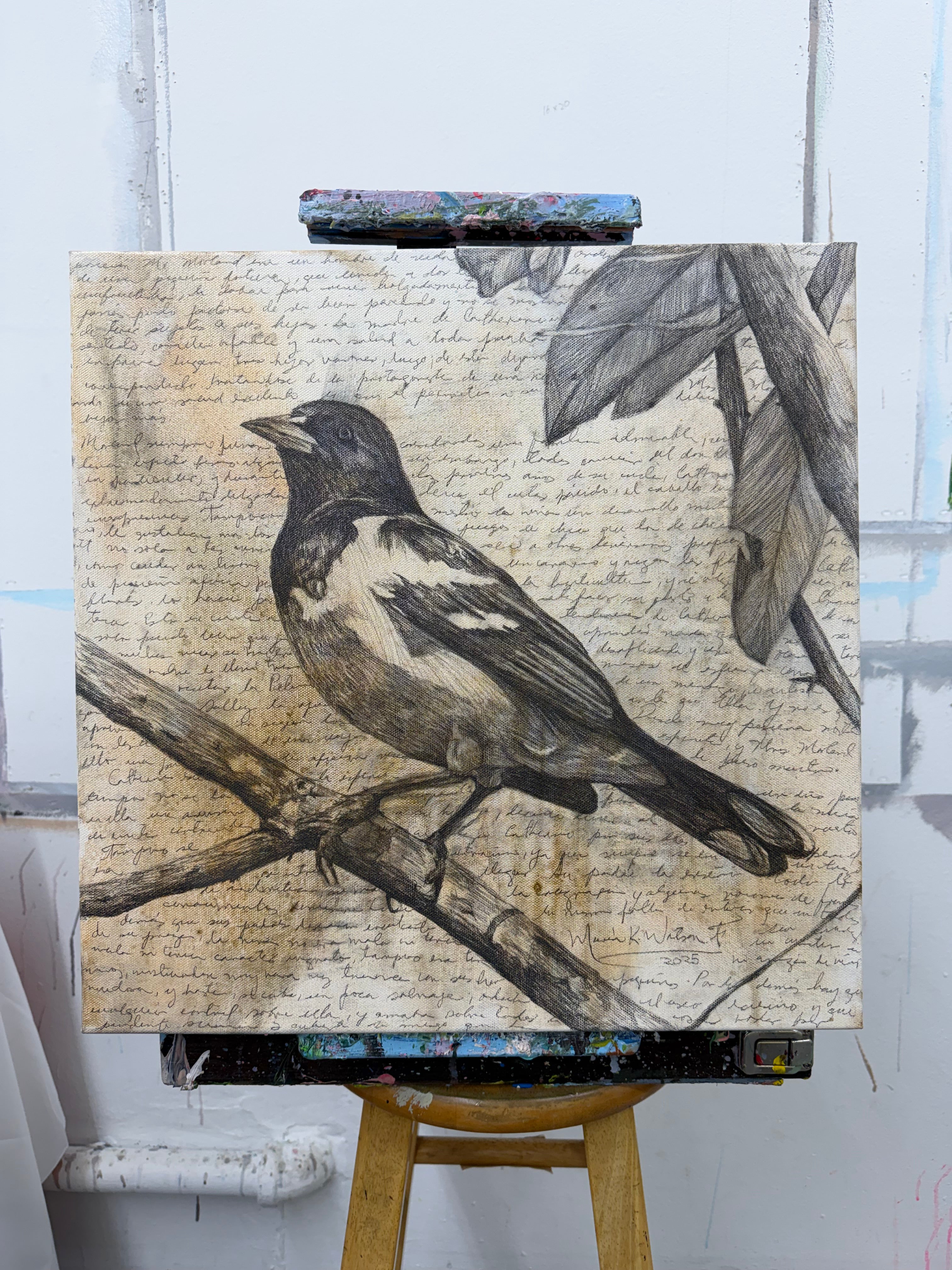 December Letter / Mixed media on canvas / 18x18 in (45 x 45 cm ) 2025