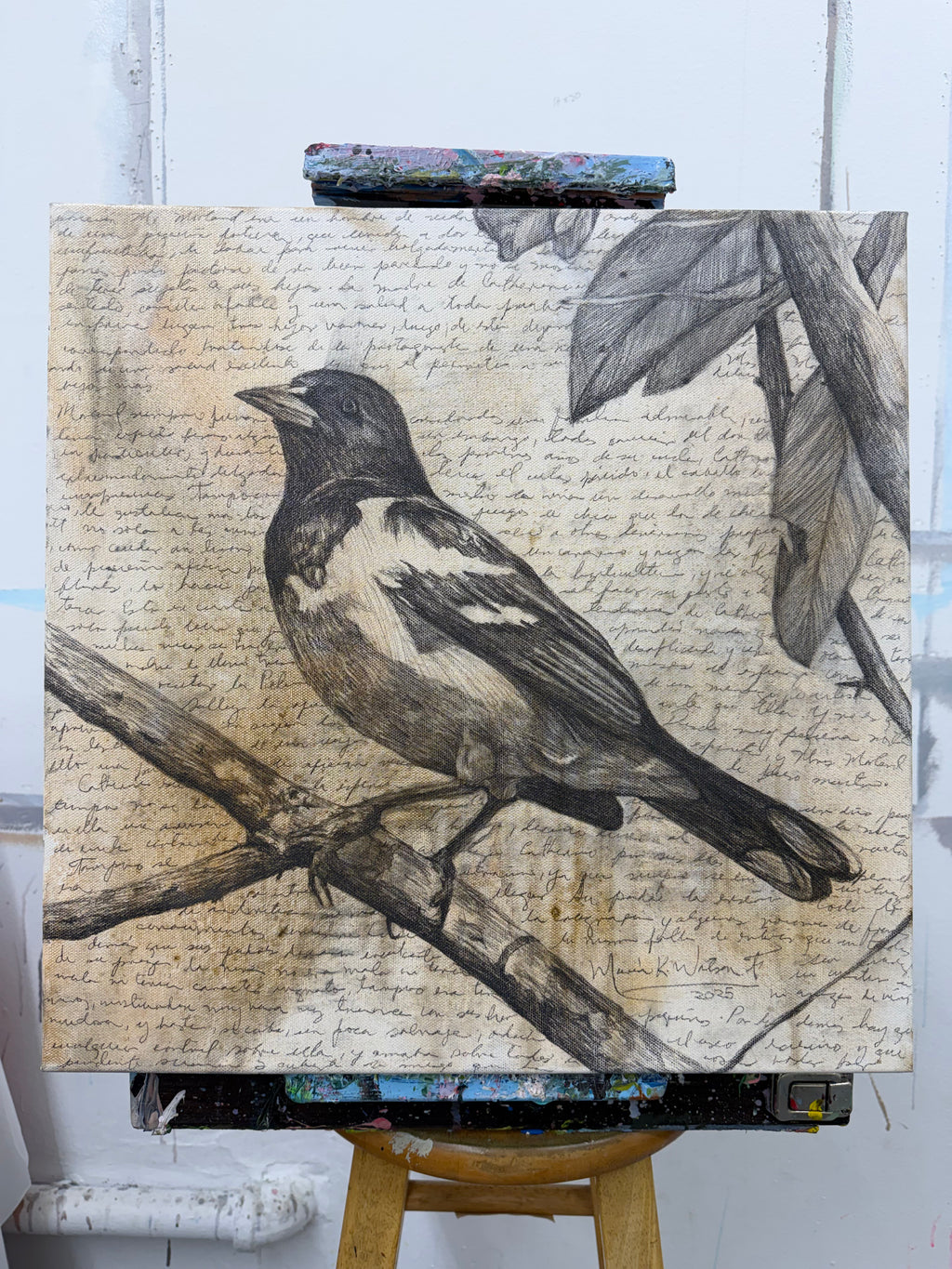 December Letter / Mixed media on canvas / 18x18 in (45 x 45 cm ) 2025