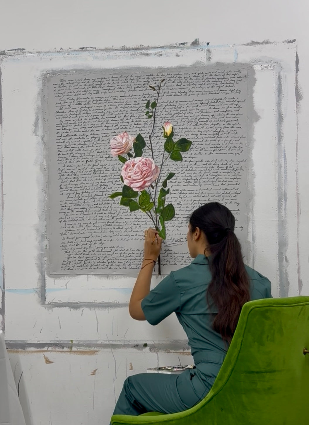Rose letter / Acrylic on Canvas / 30 x 30 inches (76.2 x 76.2 cm) / 2025