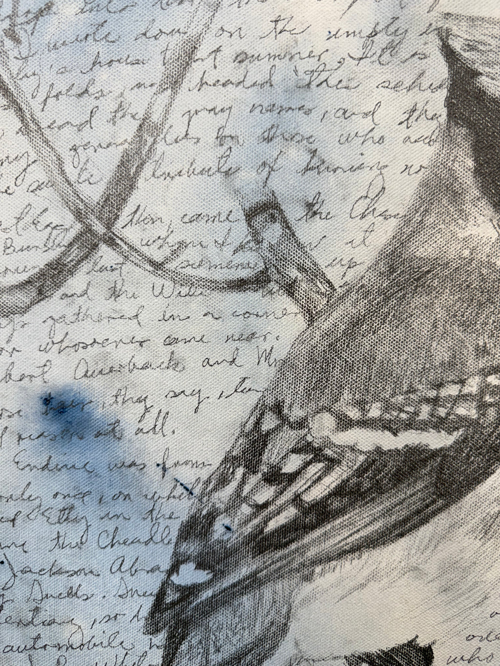 Script & Bird / Mixed media on canvas /20 x 20 inches (50 x 50cm) 2025